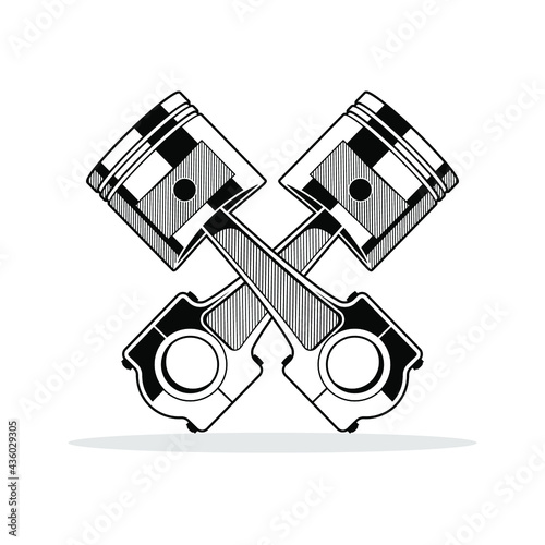 Pistons icon isolated on white background vector illustration. Car garage vector graphic silhouette.