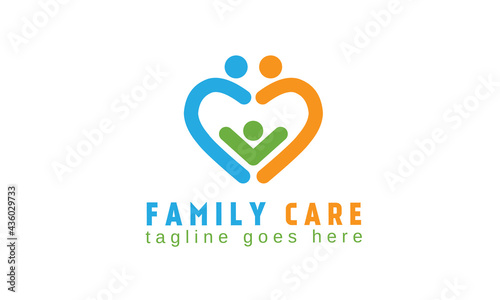 Family heart connected logo design. People logo template isolated on white. Vector