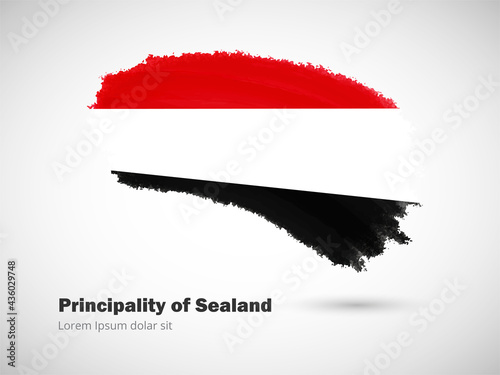 Happy national day of Principality of Sealand with artistic watercolor country flag background. Grunge brush flag illustration