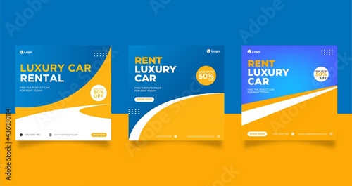 Rent car for social media banner post template