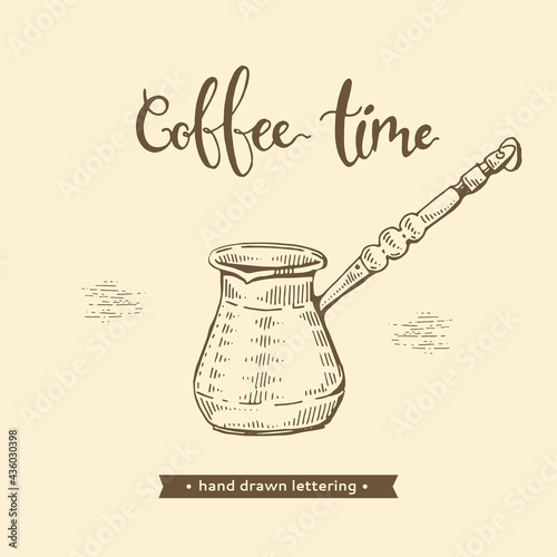 Coffee tools and equipment. Turkish cezve