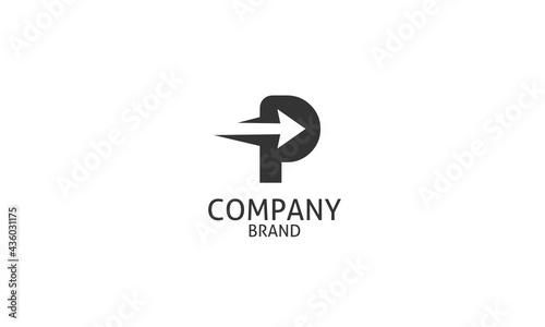 Abstract letter P and arrow strong logo vector design