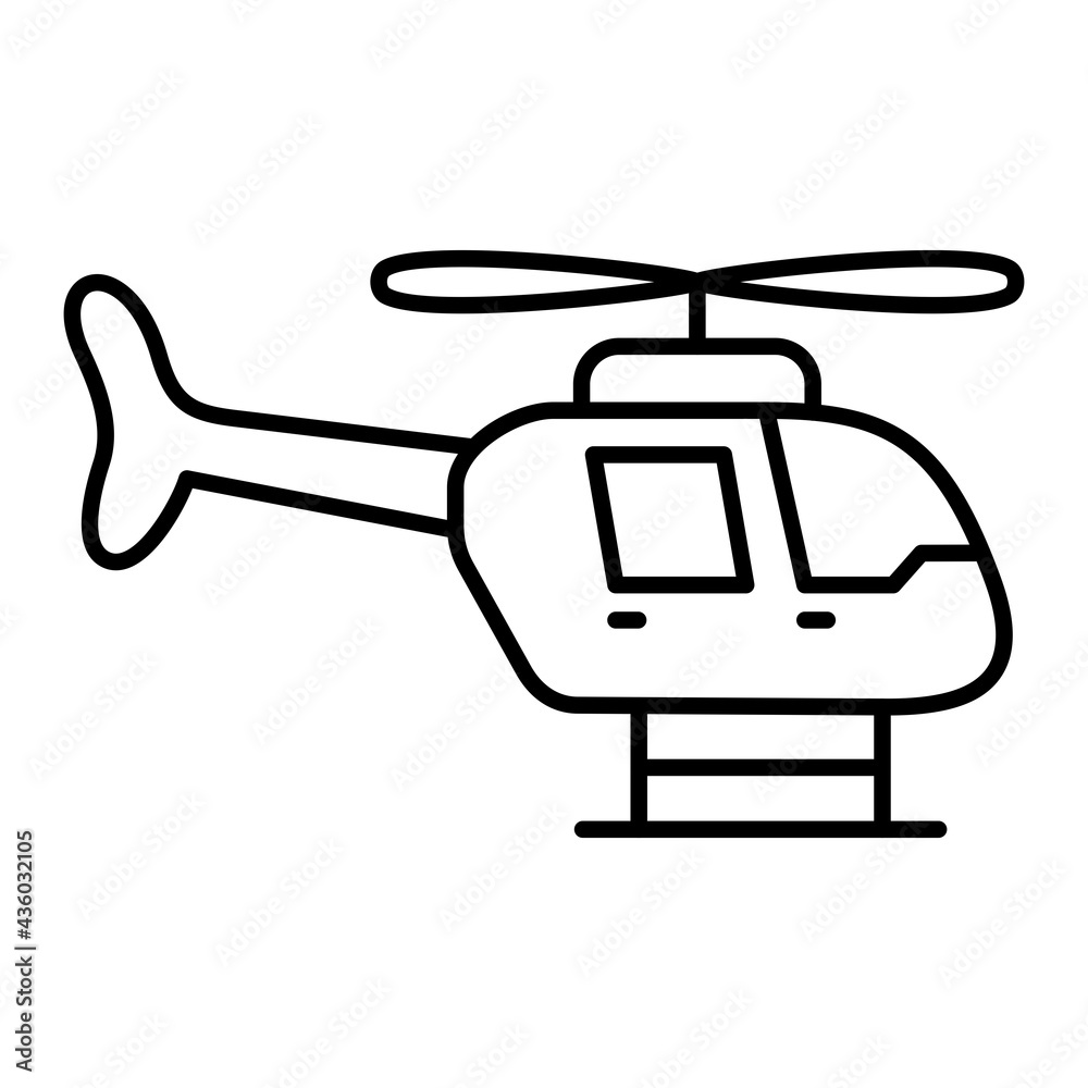 Vector Helicopter Outline Icon Design Vector Helicopter Outline Icon Design