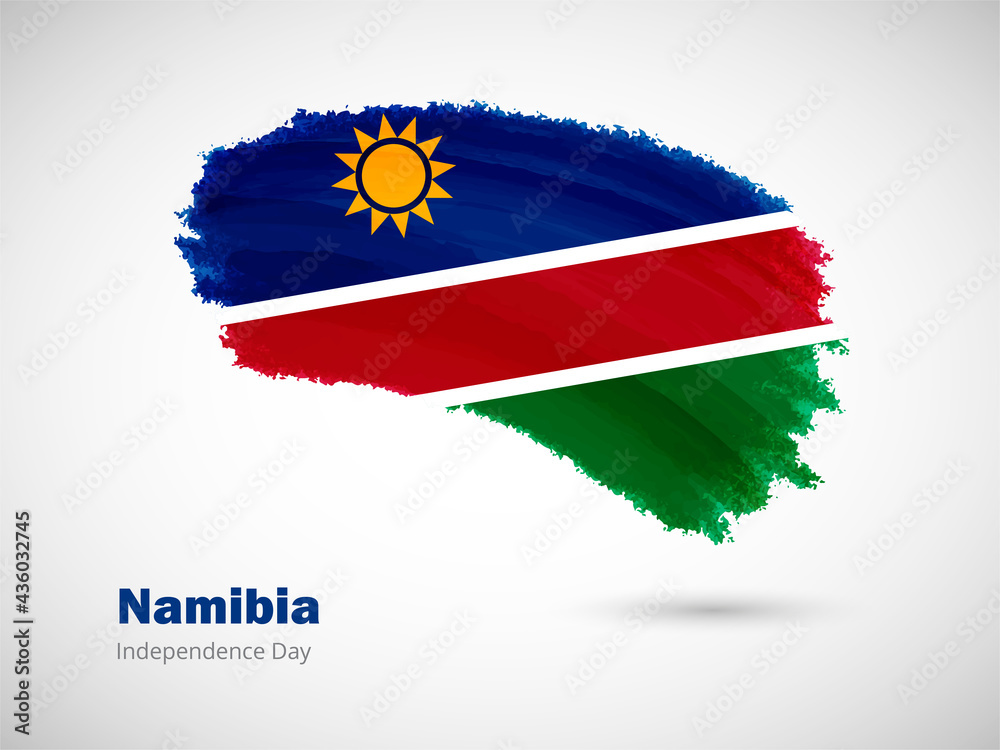 Happy independence day of Namibia with artistic watercolor country flag background. Grunge brush flag illustration Happy independence day of Namibia with artistic watercolor country flag background. Grunge brush flag illustration