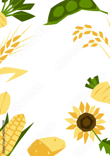 Background with agricultural crops. Harvesting stylized illustration.