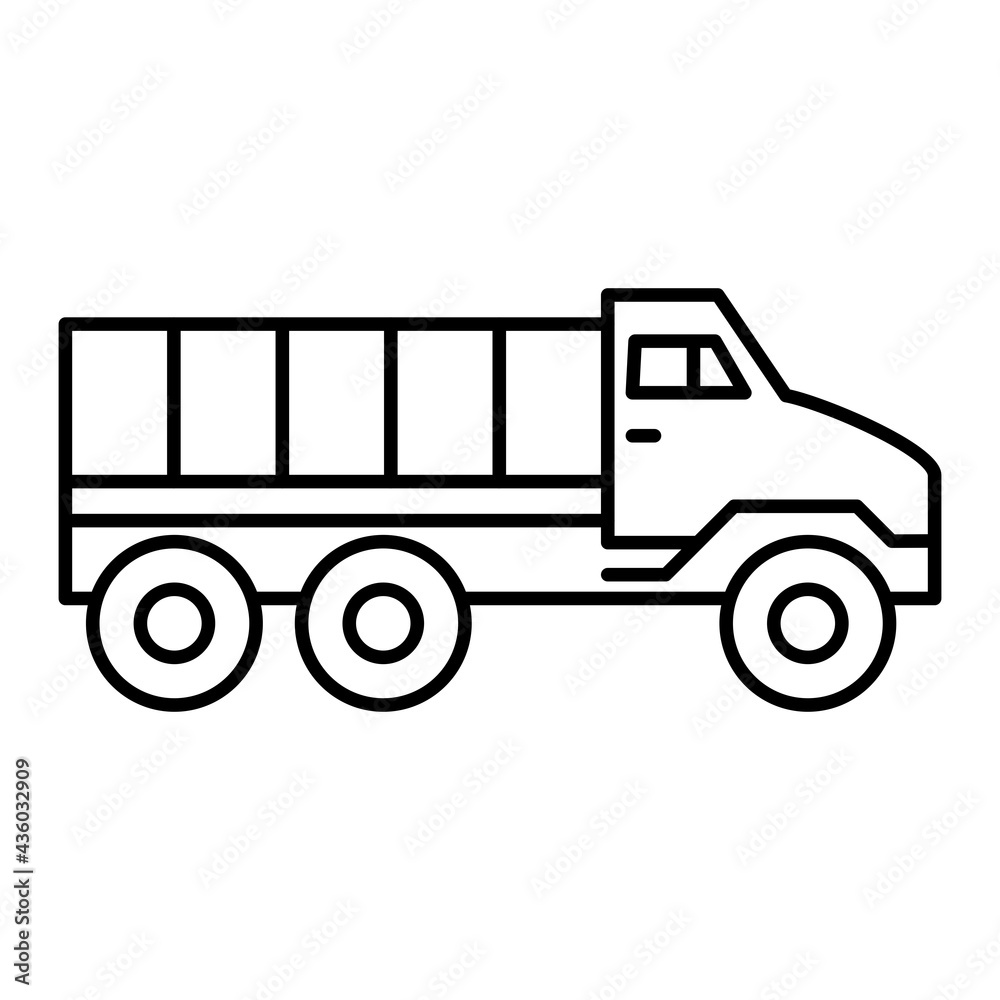 Vector Military Truck Outline Icon Design