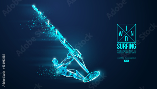 Windsurfing. Silhouette of a windsurfer. Freeride competition. Vector illustration. Thanks for watching