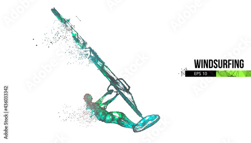 Windsurfing. Silhouette of a windsurfer. Freeride competition. Vector illustration. Thanks for watching