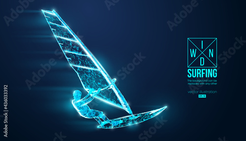 Windsurfing. Silhouette of a windsurfer. Freeride competition. Vector illustration. Thanks for watching