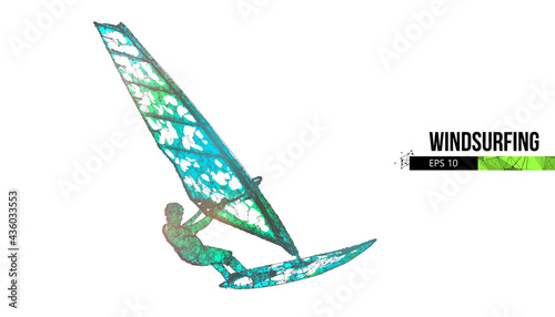 Windsurfing. Silhouette of a windsurfer. Freeride competition. Vector illustration. Thanks for watching