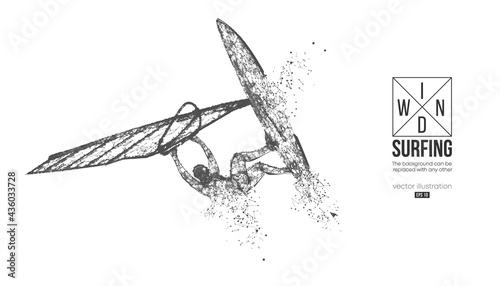 Windsurfing. Silhouette of a windsurfer. Freeride competition. Vector illustration. Thanks for watching photo