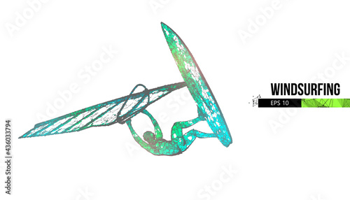 Windsurfing. Silhouette of a windsurfer. Freeride competition. Vector illustration. Thanks for watching