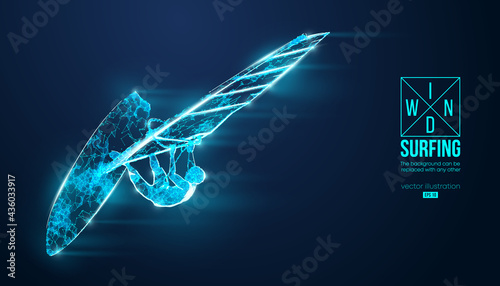 Windsurfing. Silhouette of a windsurfer. Freeride competition. Vector illustration. Thanks for watching
