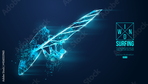 Windsurfing. Silhouette of a windsurfer. Freeride competition. Vector illustration. Thanks for watching