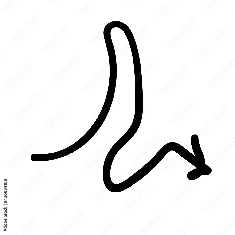curve curved spiral arrow doodle hand drawn. vector illustration