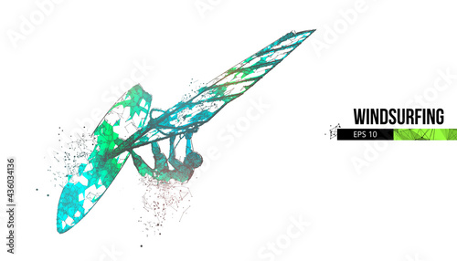 Windsurfing. Silhouette of a windsurfer. Freeride competition. Vector illustration. Thanks for watching