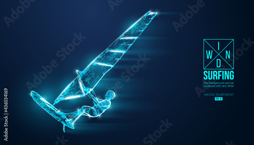 Windsurfing. Silhouette of a windsurfer. Freeride competition. Vector illustration. Thanks for watching
