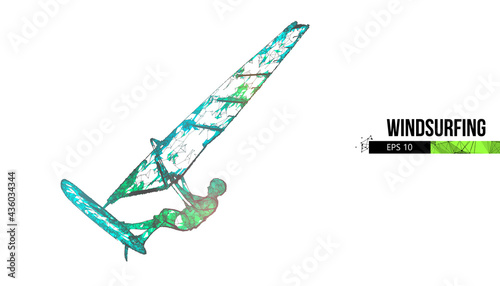 Windsurfing. Silhouette of a windsurfer. Freeride competition. Vector illustration. Thanks for watching