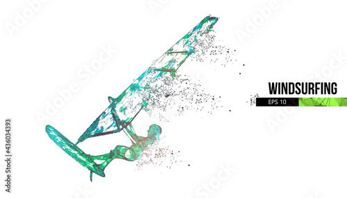 Windsurfing. Silhouette of a windsurfer. Freeride competition. Vector illustration. Thanks for watching