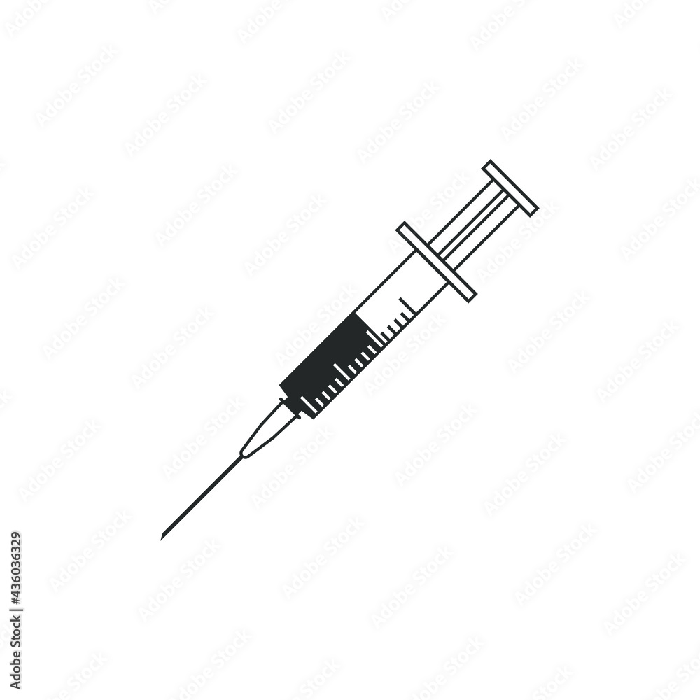 Syringe graphic icon. Syringe for injection sign isolated on white background. Vector illustration Syringe graphic icon. Syringe for injection sign isolated on white background. Vector illustration