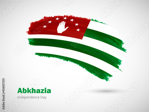 Happy independence day of Abkhazia with artistic watercolor country flag background. Grunge brush flag illustration