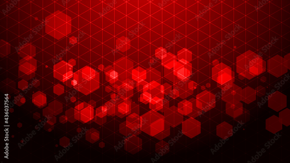 赤色の幾何学六角形抽象デジタル背景