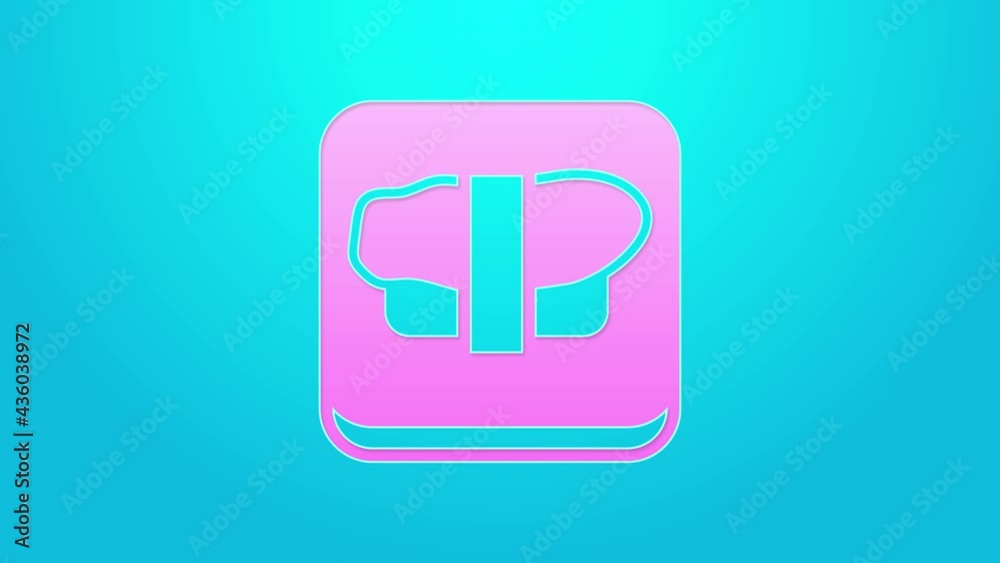 Pink line Sushi on cutting board icon isolated on blue background. Asian food sushi on wooden board. 4K Video motion graphic animation Pink line Sushi on cutting board icon isolated on blue background. Asian food sushi on wooden board. 4K Video motion graphic animation