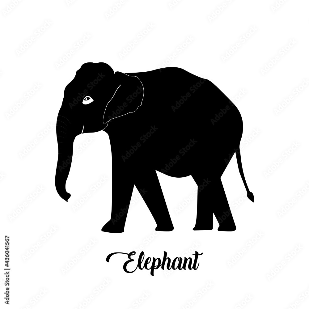 vector black elephant icon illustration