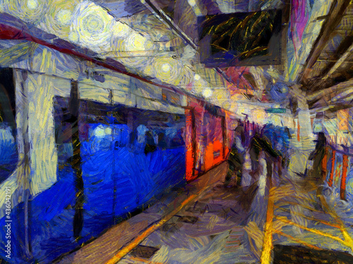 Skytrain Illustrations creates an impressionist style of painting. © Kittipong