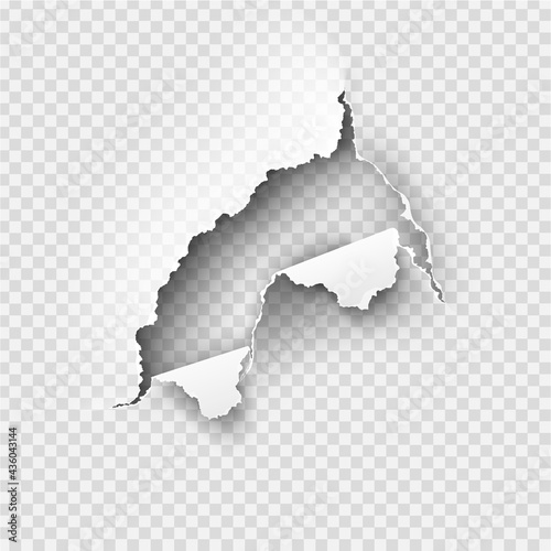 ragged Hole torn in ripped paper on transparent background