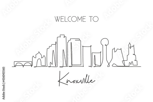 Vászonkép One single line drawing Knoxville city skyline, Tennessee