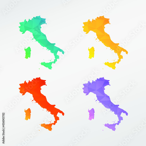 Italy Low Poly Map Clip Art Design. Geometric Polygon Graphic National Icon. Vector Illustration Symbol.