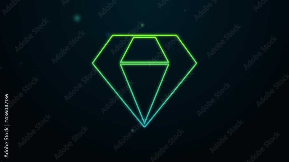 Glowing neon line Diamond icon isolated on black background. Jewelry symbol. Gem stone. 4K Video motion graphic animation Glowing neon line Diamond icon isolated on black background. Jewelry symbol. Gem stone. 4K Video motion graphic animation