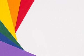 Lgbt colors flag paper layout on white background. Pride community. Rainbow colors