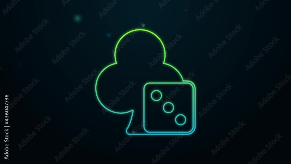 Glowing neon line Game dice icon isolated on black background. Casino gambling. 4K Video motion graphic animation Glowing neon line Game dice icon isolated on black background. Casino gambling. 4K Video motion graphic animation