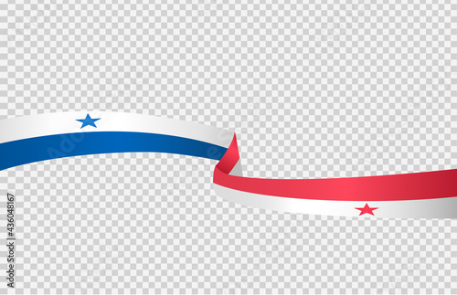 Long waving flag of Panama isolated  on png or transparent  background,Symbols of Panama , template for banner,card,advertising ,promote, TV commercial, ads, web design,poster, vector illustration