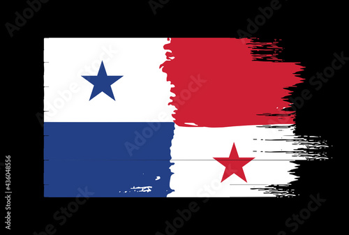 Panama flag with brush paint textured on black  background Symbols of Panama   template for banner card advertising  promote  TV commercial  ads  web design  magazine  news paper  report vector