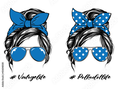 Polka Dot Messy Bun Hair Sunglasses Vintage Life
