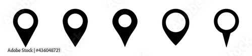 Set of location icons, modern map markers, vector illustration on a white background.