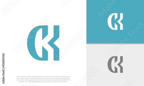 Initials CK logo design. Innovative high tech logo template. Template label for blockchain technology.