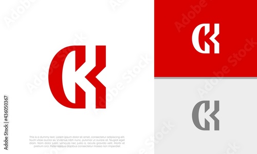 Initials CK logo design. Innovative high tech logo template. Template label for blockchain technology.