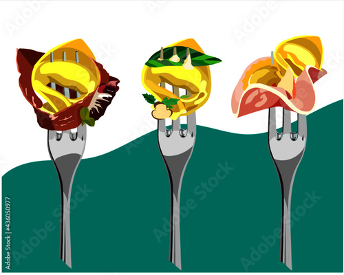 tortellini 3 recipes. ham, butter, venetian chicory italian food
