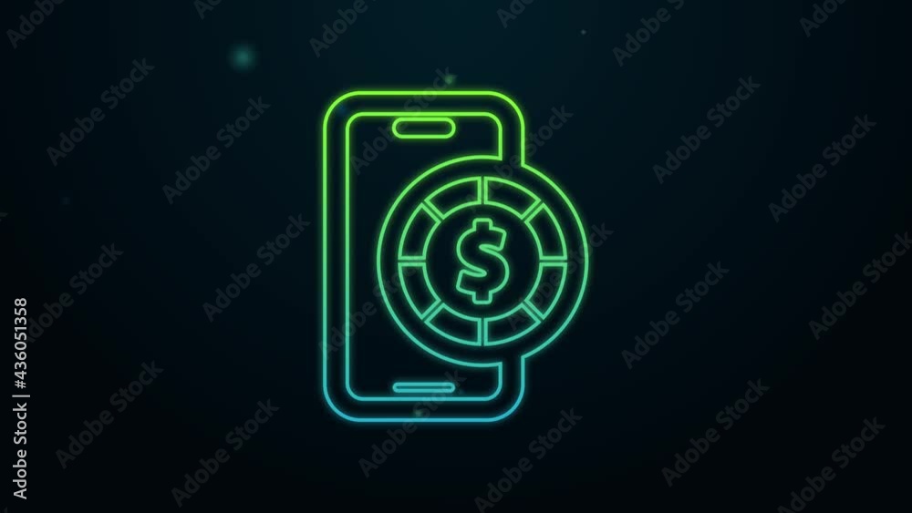 Glowing neon line Online poker table game icon isolated on black background. Online casino. 4K Video motion graphic animation Glowing neon line Online poker table game icon isolated on black background. Online casino. 4K Video motion graphic animation