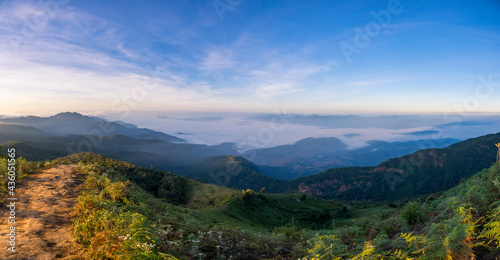 Panorama walkway in the cliffs of Kew Mae Pan ,The Doi Inthanon National Park in Chiang Mai, Thailand.