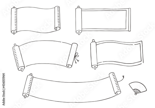 巻物の手描きイラスト（モノクロ） photo