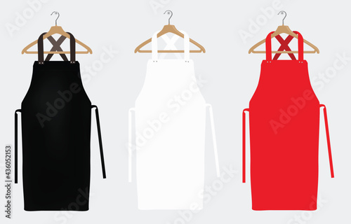 Fotografia White, red and black aprons, apron mockup, clean apron