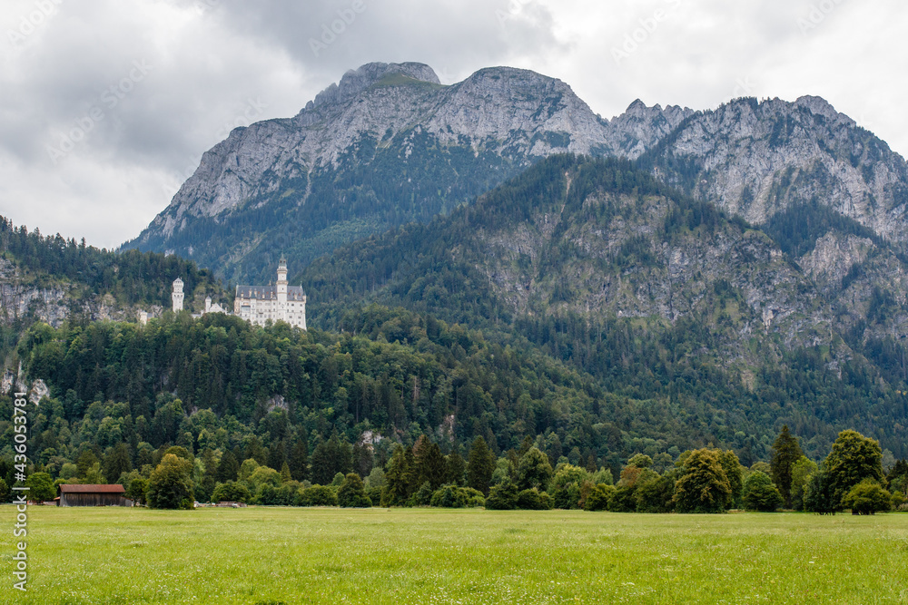View at Neuschwanstein castle (built by King Ludwig II) in Schwangau, Bavaria, Germany, Europe
