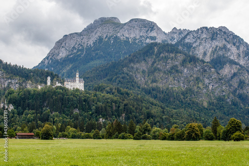 View at Neuschwanstein castle (built by King Ludwig II) in Schwangau, Bavaria, Germany, Europe
