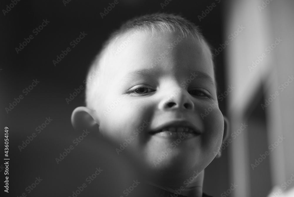 Close up portrait of cute baby boy,black and white Close up portrait of cute baby boy,black and white