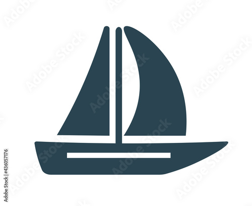 Fototapeta Naklejka Na Ścianę i Meble -  Vector illustration, icon, logo boat, schooner, ship. Water transport.